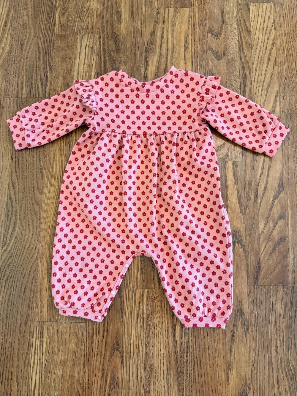 Pink Floral Long-Sleeve Baby One-Piece Romper